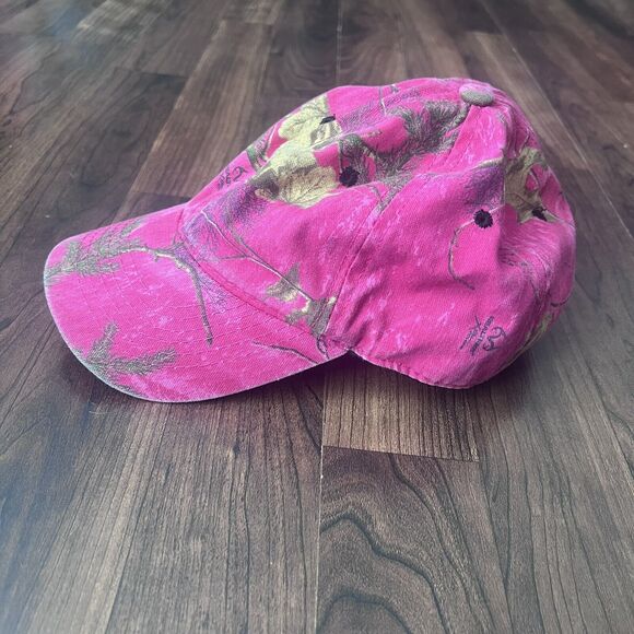 Realtree Hot Pink Camo Hat 6 Panel Curved Bill Adjustable Soft Cotton - Picture 3 of 11